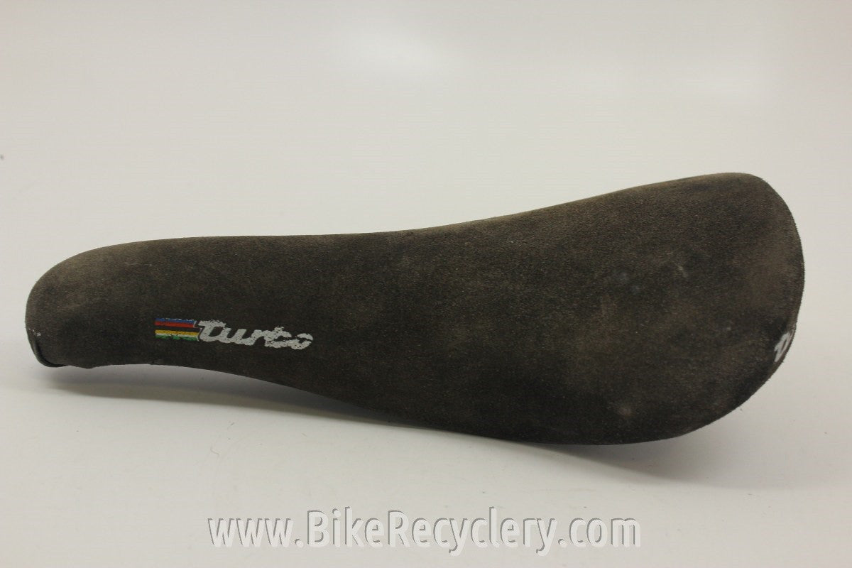 Selle Italia Turbo Saddle: Brown Suede Leather, 1980's
