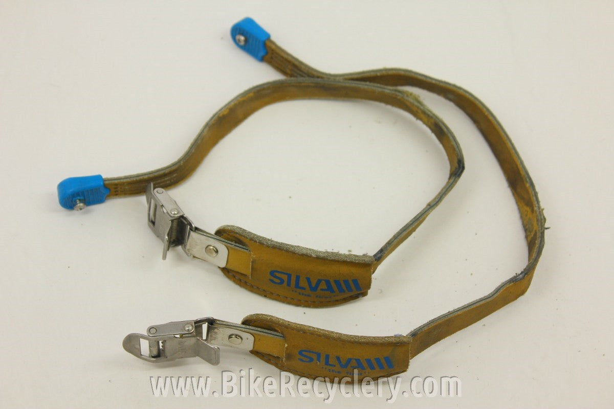 Silva Toe Straps: Tan Leather, Side Boulsters, Italian