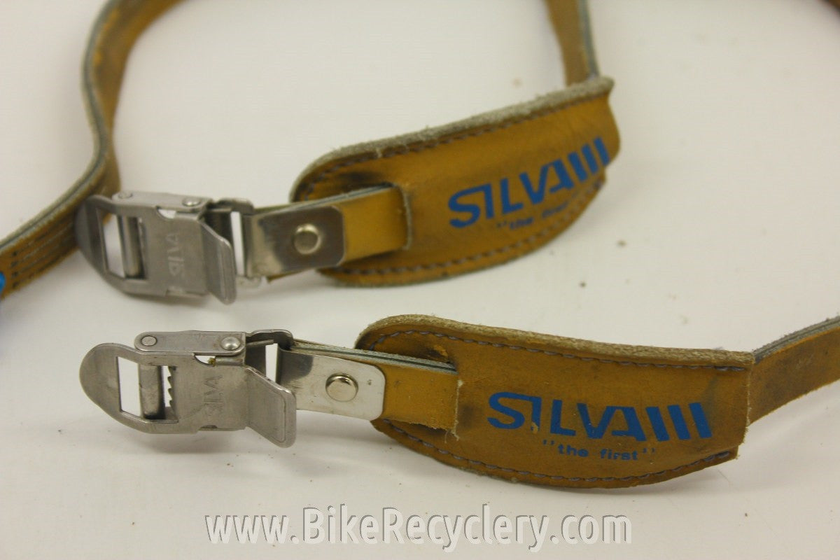 Silva Toe Straps: Tan Leather, Side Boulsters, Italian