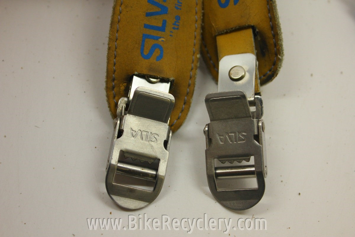 Silva Toe Straps: Tan Leather, Side Boulsters, Italian