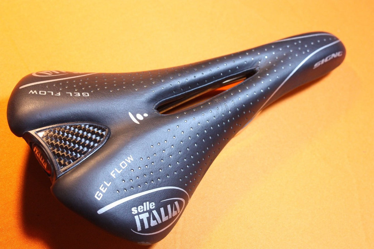 Selle Italia Signo Gel Flow Saddle: Leather, Carbon, Cutout, NEW!