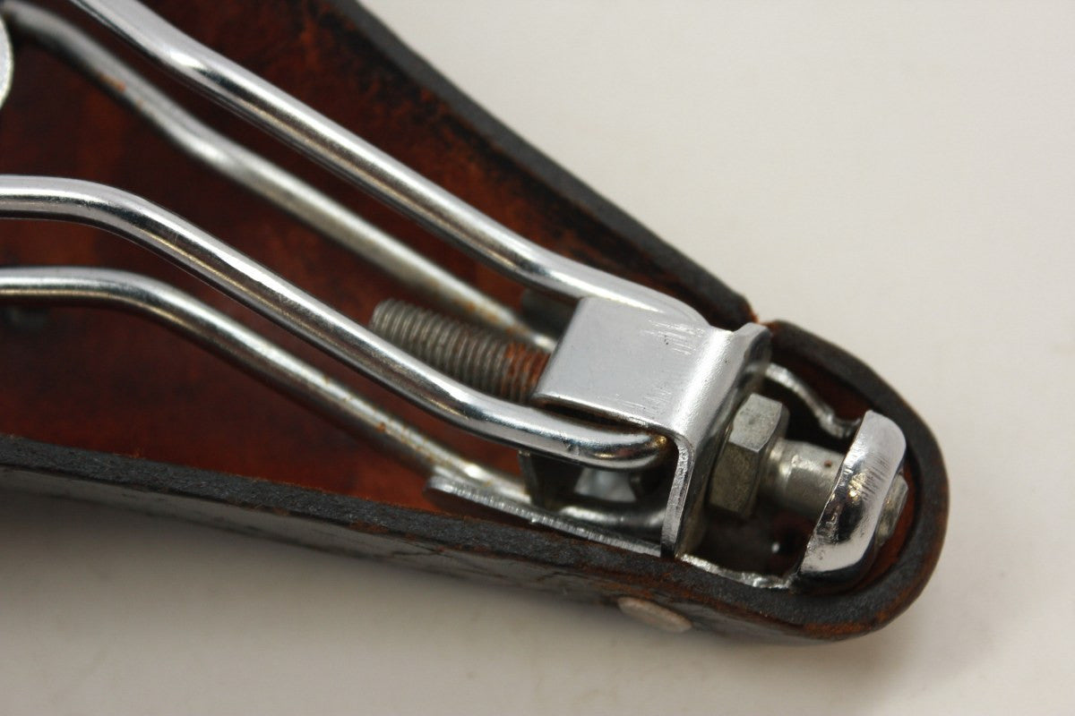 Vintage 1970's Brooks B72 Leather Saddle: Brown, Original Clamp, Nice Patina