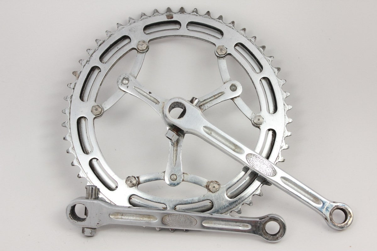 Stronglight 55 Cottered Crankset and BB: 1950's / 1960's 170mm, 52/49t