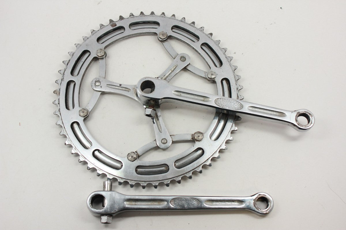 Stronglight 55 Cottered Crankset and BB: 1950's / 1960's 170mm, 52/49t
