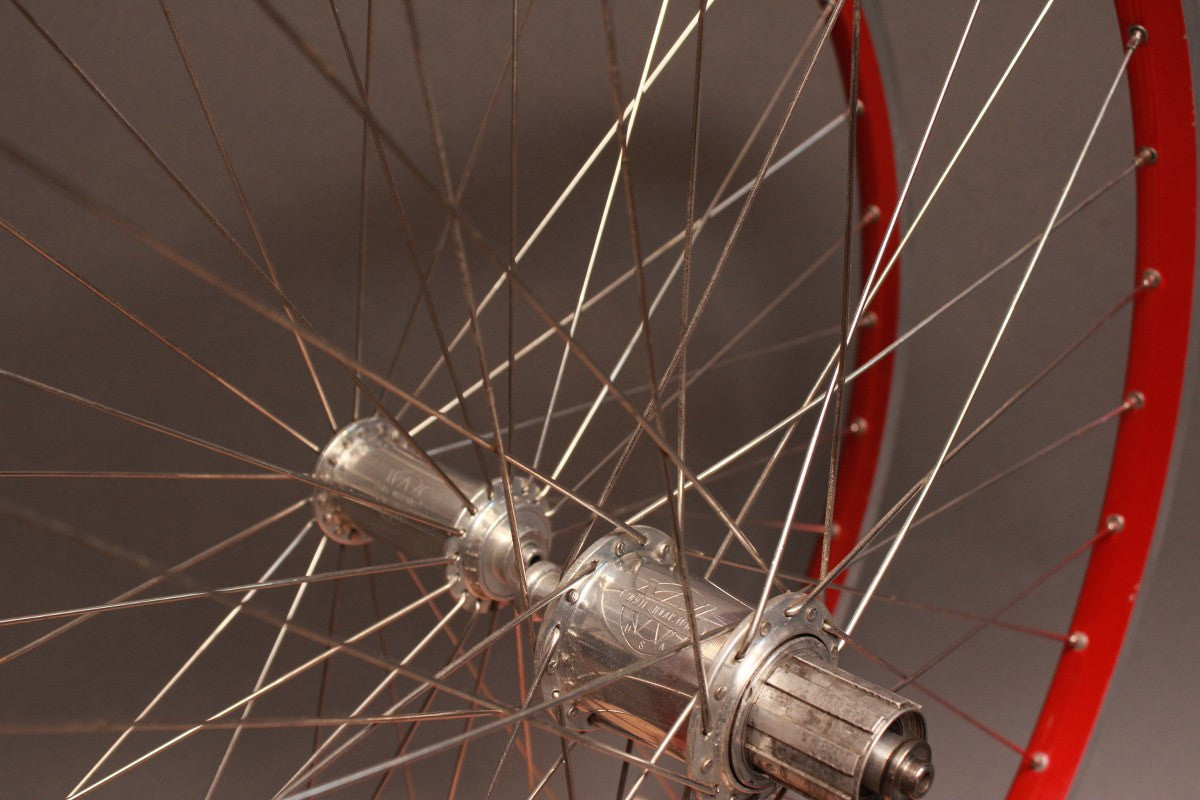 White Industries Ti / Velocity Synergy 26" Wheelset: Red Anodized, 32H 8/9/10sp Rim Brake