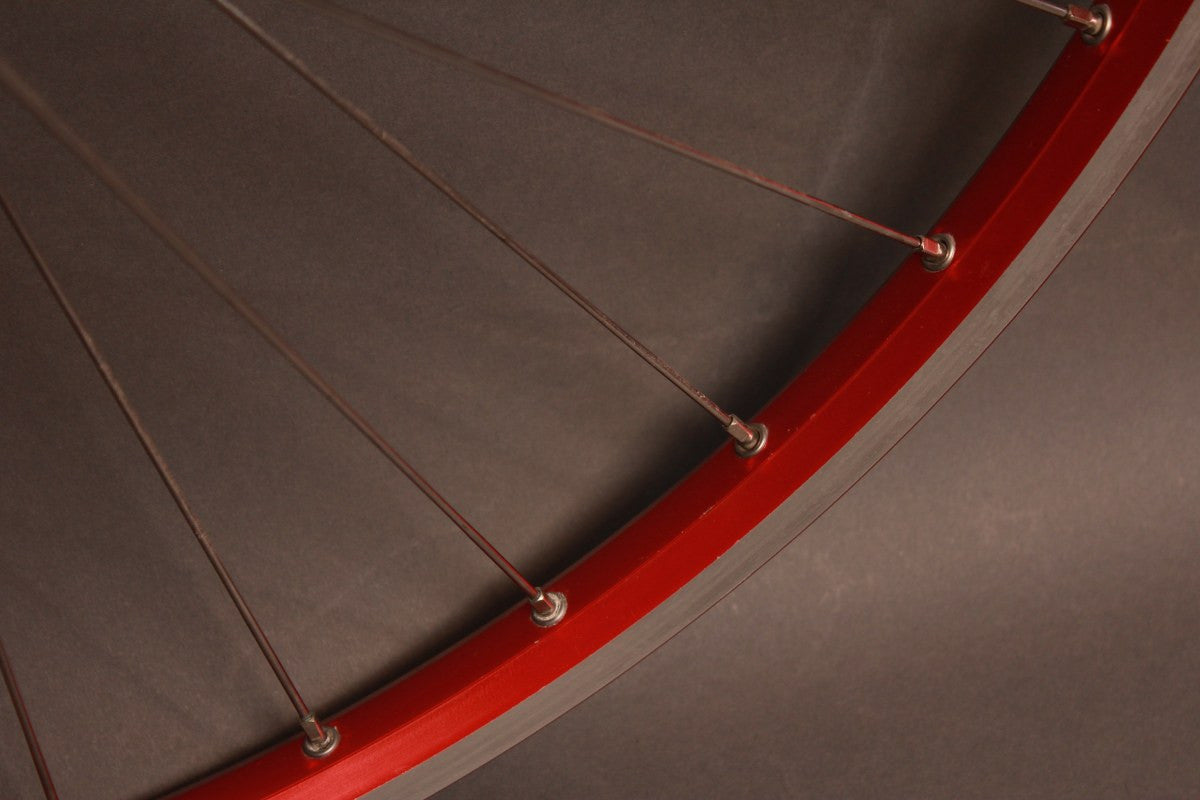 White Industries Ti / Velocity Synergy 26" Wheelset: Red Anodized, 32H 8/9/10sp Rim Brake