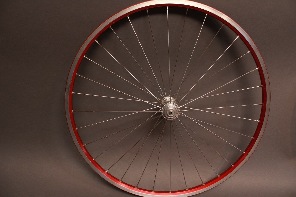 White Industries Ti / Velocity Synergy 26" Wheelset: Red Anodized, 32H 8/9/10sp Rim Brake