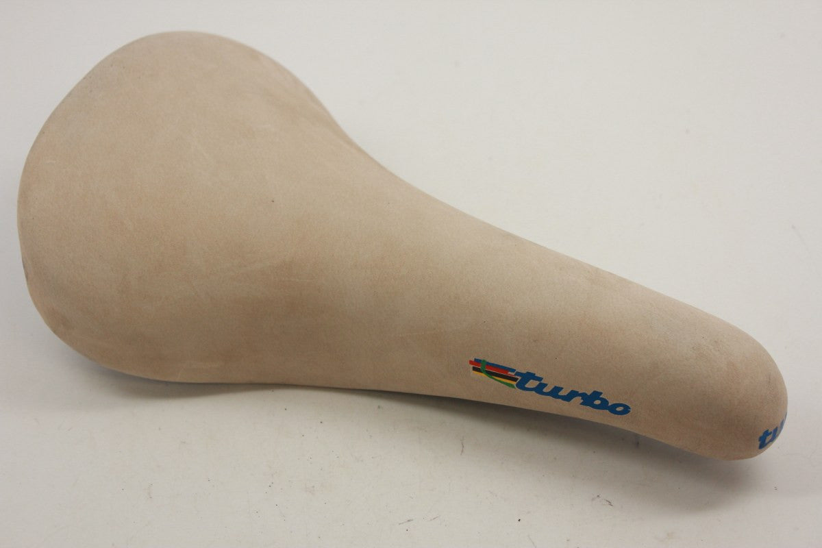 NOS Selle Italia Turbo Suede Leather Saddle, White, 1986