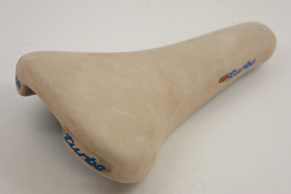 NOS Selle Italia Turbo Suede Leather Saddle, White, 1986