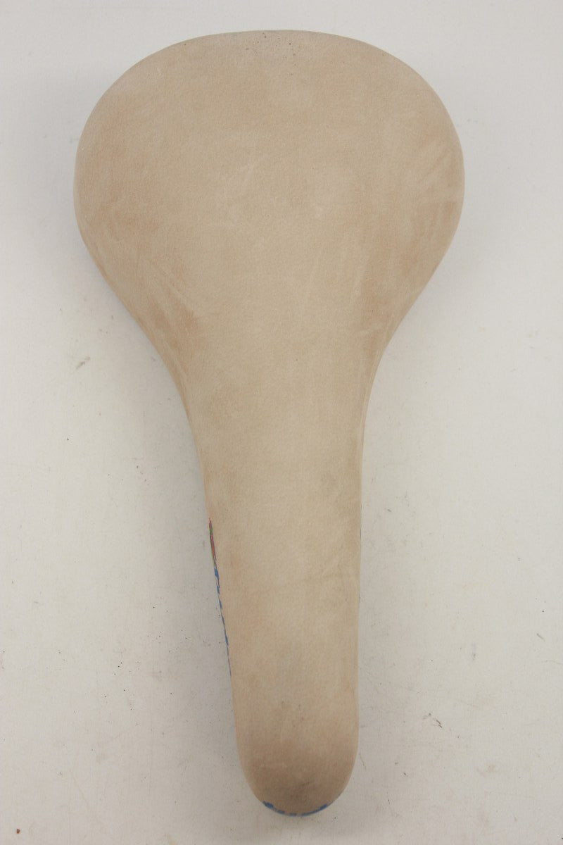 NOS Selle Italia Turbo Suede Leather Saddle, White, 1986