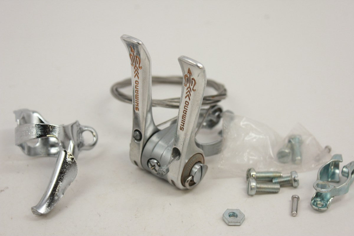 NOS Shimano 105 Golden Arrow Downtube Shifters: SL-A105, Clamp-on, w/Cable Clips & Cables