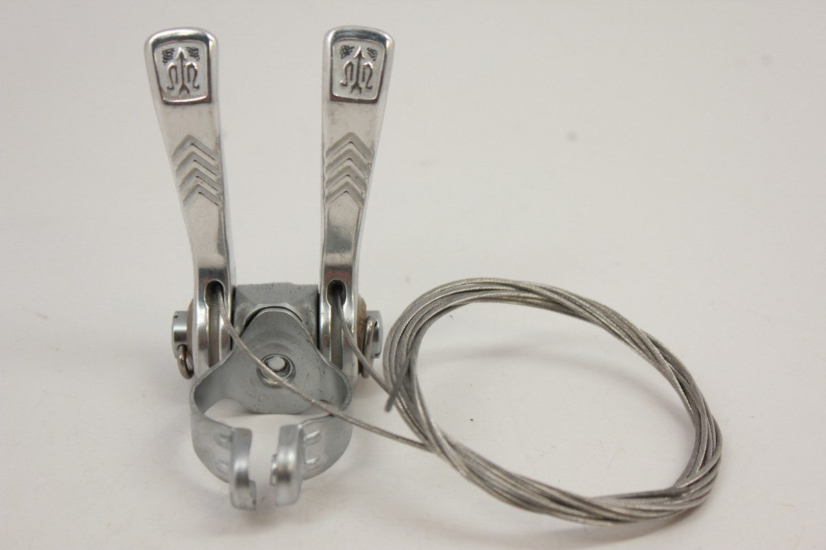 NOS Shimano 105 Golden Arrow Downtube Shifters: SL-A105, Clamp-on, w/Cable Clips & Cables