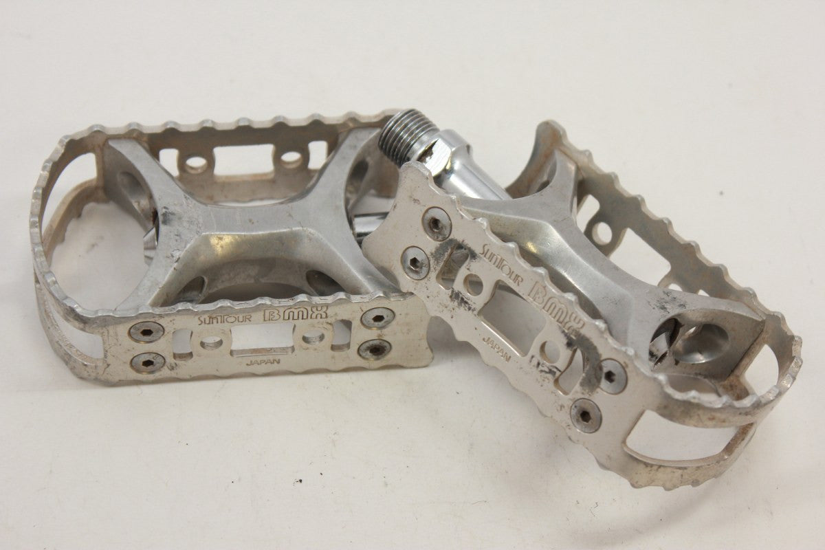 Suntour BMX Pedals: 9/16" Silver RARE