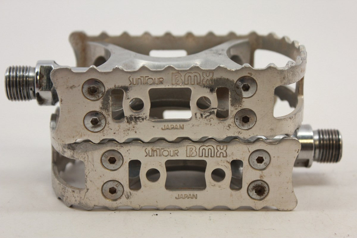 Suntour BMX Pedals: 9/16" Silver RARE