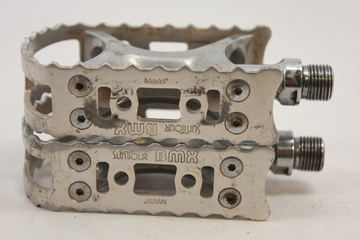Suntour BMX Pedals: 9/16" Silver RARE