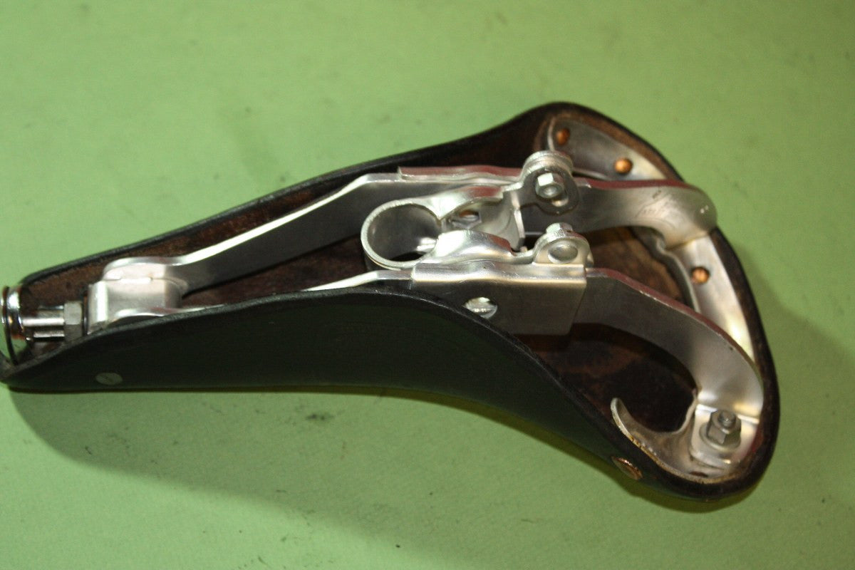 NOS Ideale TB 90 Leather Saddle: Alloy Rails, Saddle Clip, 1960's / 1970's