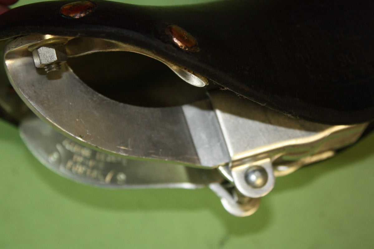 NOS Ideale TB 90 Leather Saddle: Alloy Rails, Saddle Clip, 1960's / 1970's