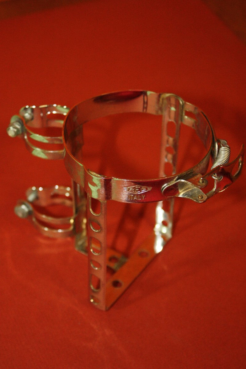 REG Erector Water Bottle Cage w/spring Clamp: Chrome, #164