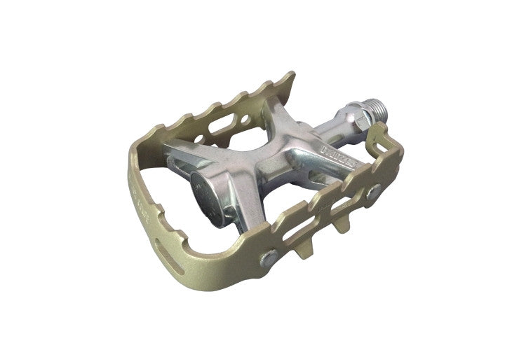 MKS Mt-Lux Compe MTB Flat Pedals: Vintage Style i.e. XC Pro - Champagne (New take-off)