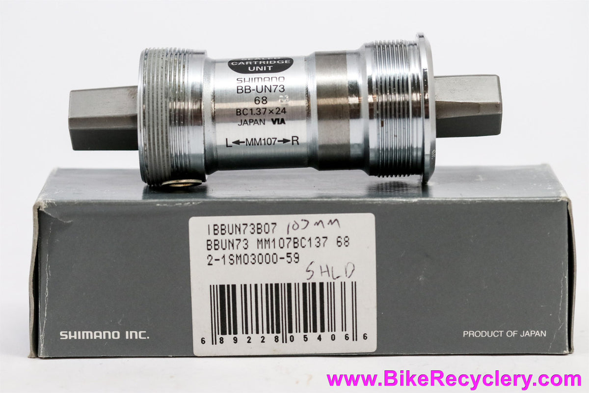 NIB/NOS Shimano XT/Ultegra BB-UN73 Square Taper Bottom Bracket: 107mm x 68mm English