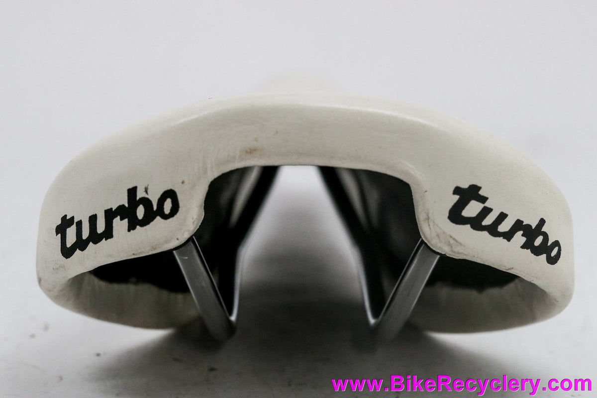 Selle Italia Turbo Saddle: Smooth White Leather - 1990 (EXC)