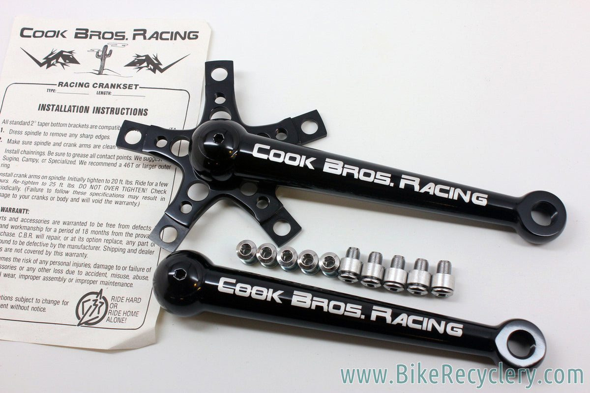 NOS Cook Bros Racing CBR Crank Arms: Black - 181mm - 110/58mm - Dust Caps - Chainring Bolts