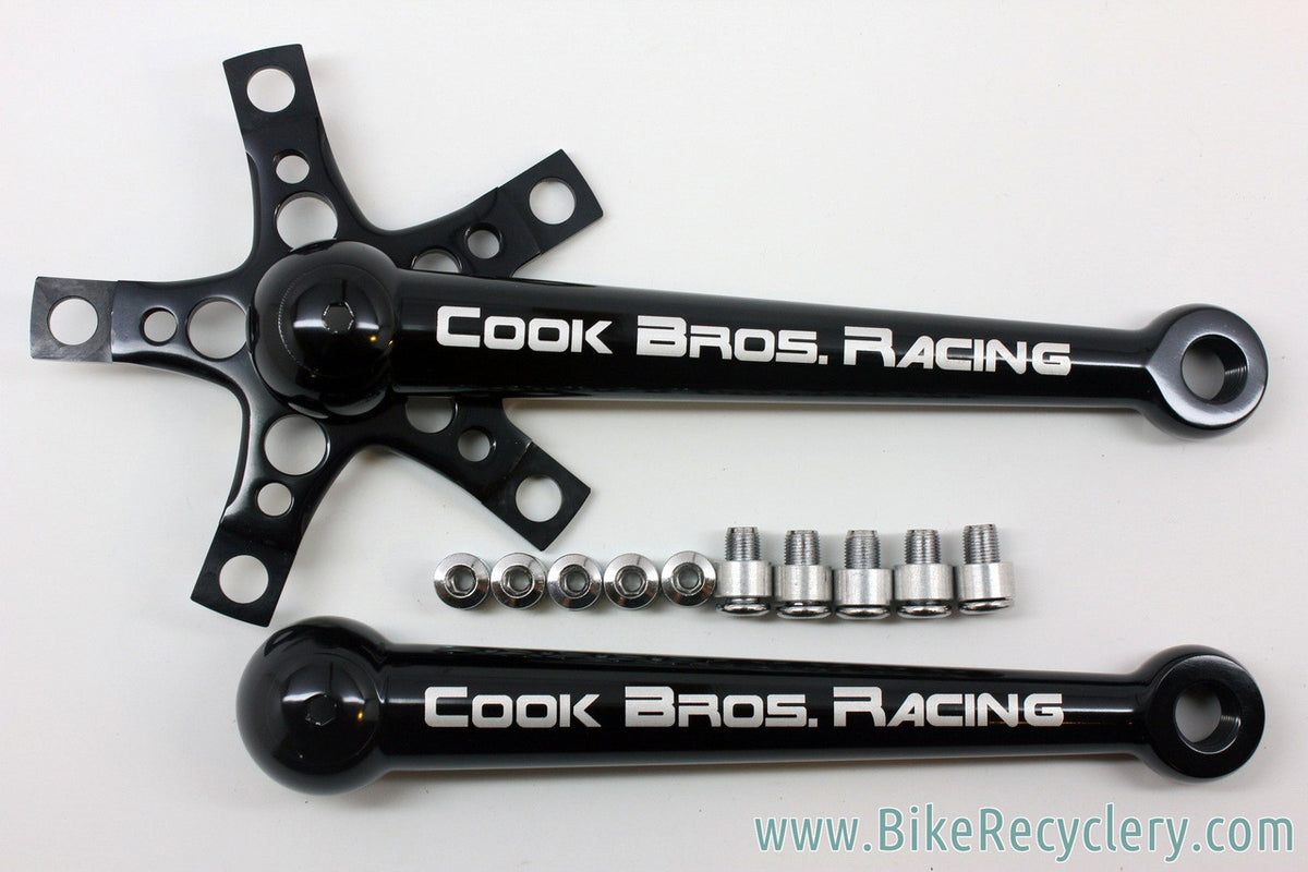 NOS Cook Bros Racing CBR Crank Arms: Black - 181mm - 110/58mm - Dust Caps - Chainring Bolts