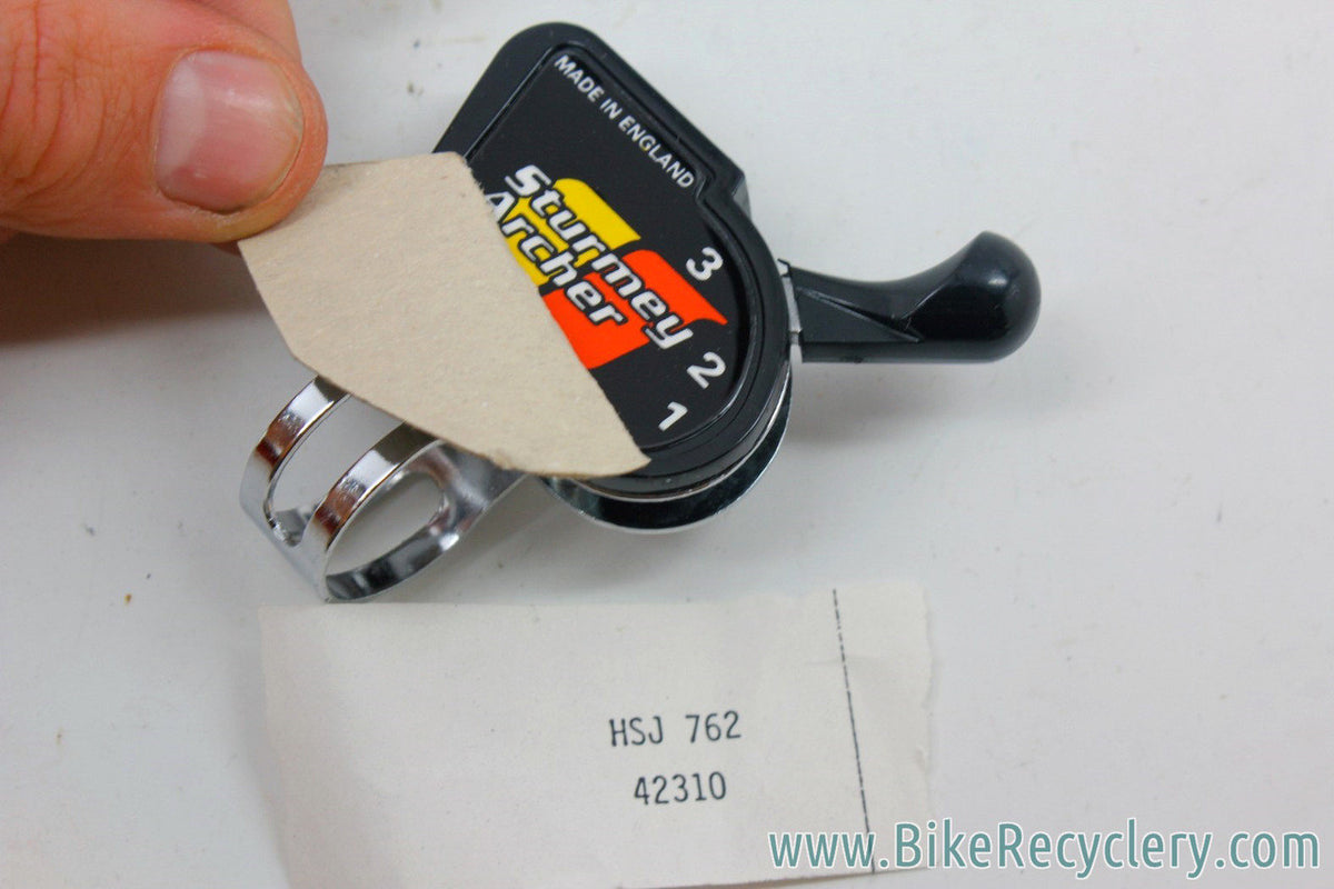 NOS Sturmey-Archer 3 Speed Trigger Shifter: 22.2mm - Made in England - 1980's - Black / Chrome