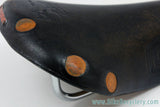 NOS Ideale 88 Speciale Competition REBOUR Leather Saddle: Brown - Hammered Copper Rivets - Alloy Cantle Plate (Pristine)