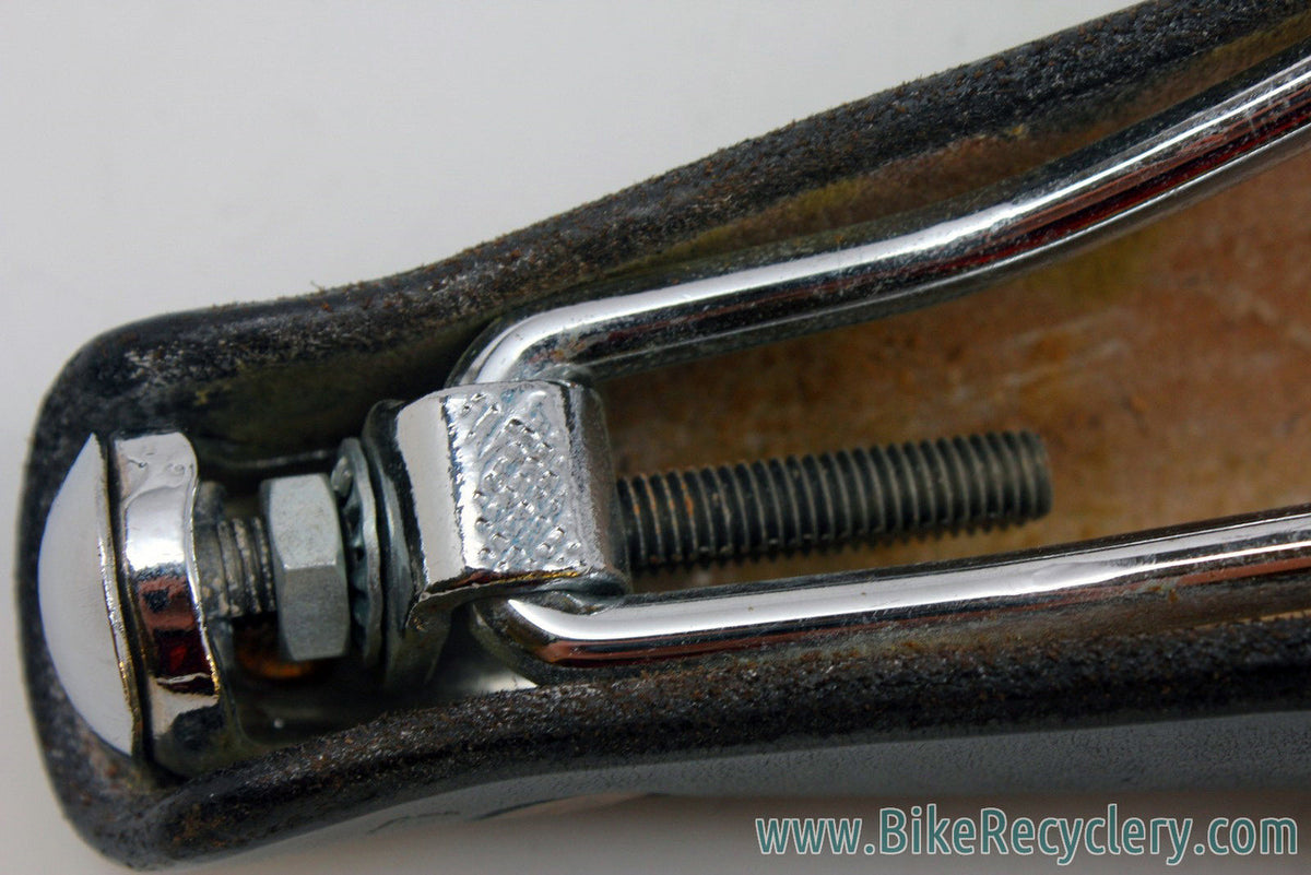 NOS Ideale 88 Speciale Competition REBOUR Leather Saddle: Brown - Hammered Copper Rivets - Alloy Cantle Plate (Pristine)