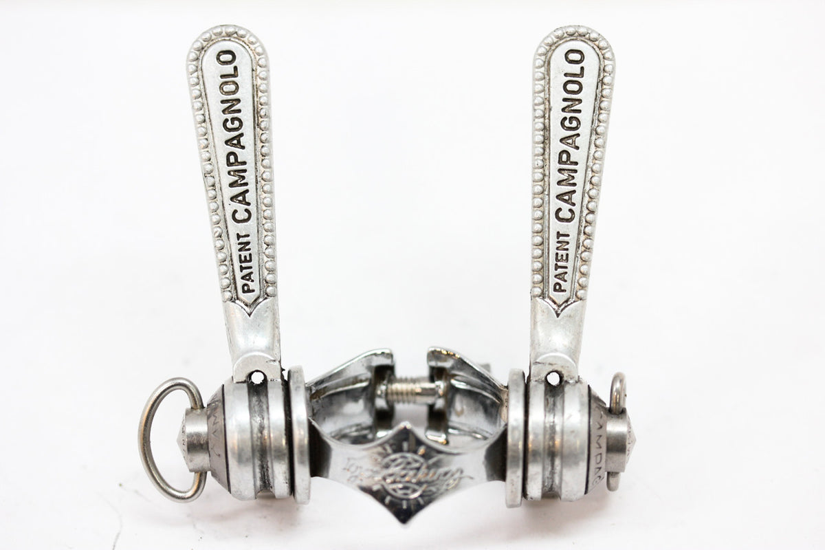 Campagnolo Nuovo/Super Record Downtube Shifters: STAINLESS STEEL Hardware Last Gen - Clamp On - #1014 (MINT)