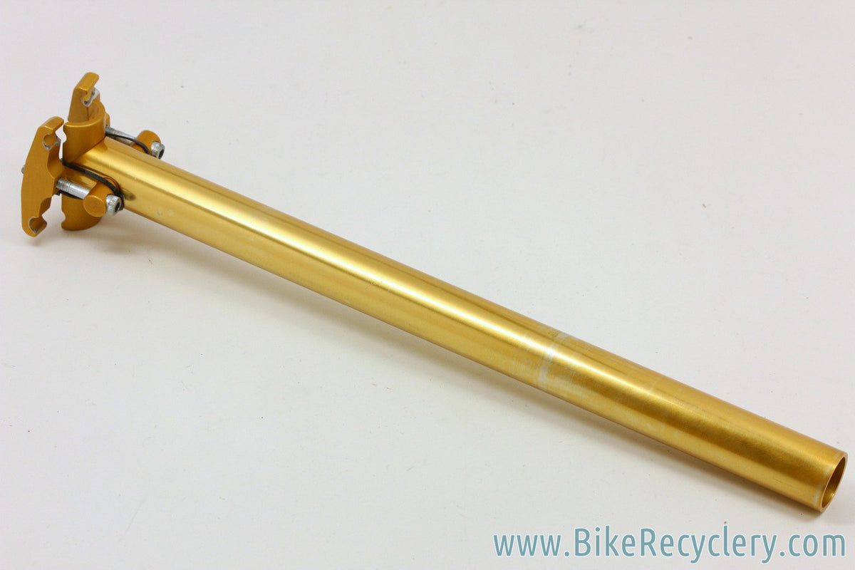 U.S.E. Seatpost: Two Bolt - Gold - 25.0mm - Vintage 1990's