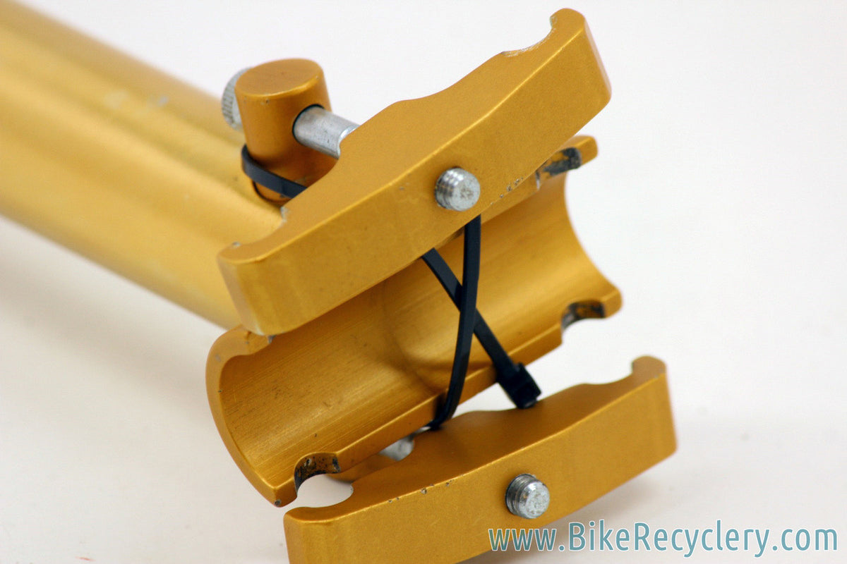 U.S.E. Seatpost: Two Bolt - Gold - 25.0mm - Vintage 1990's