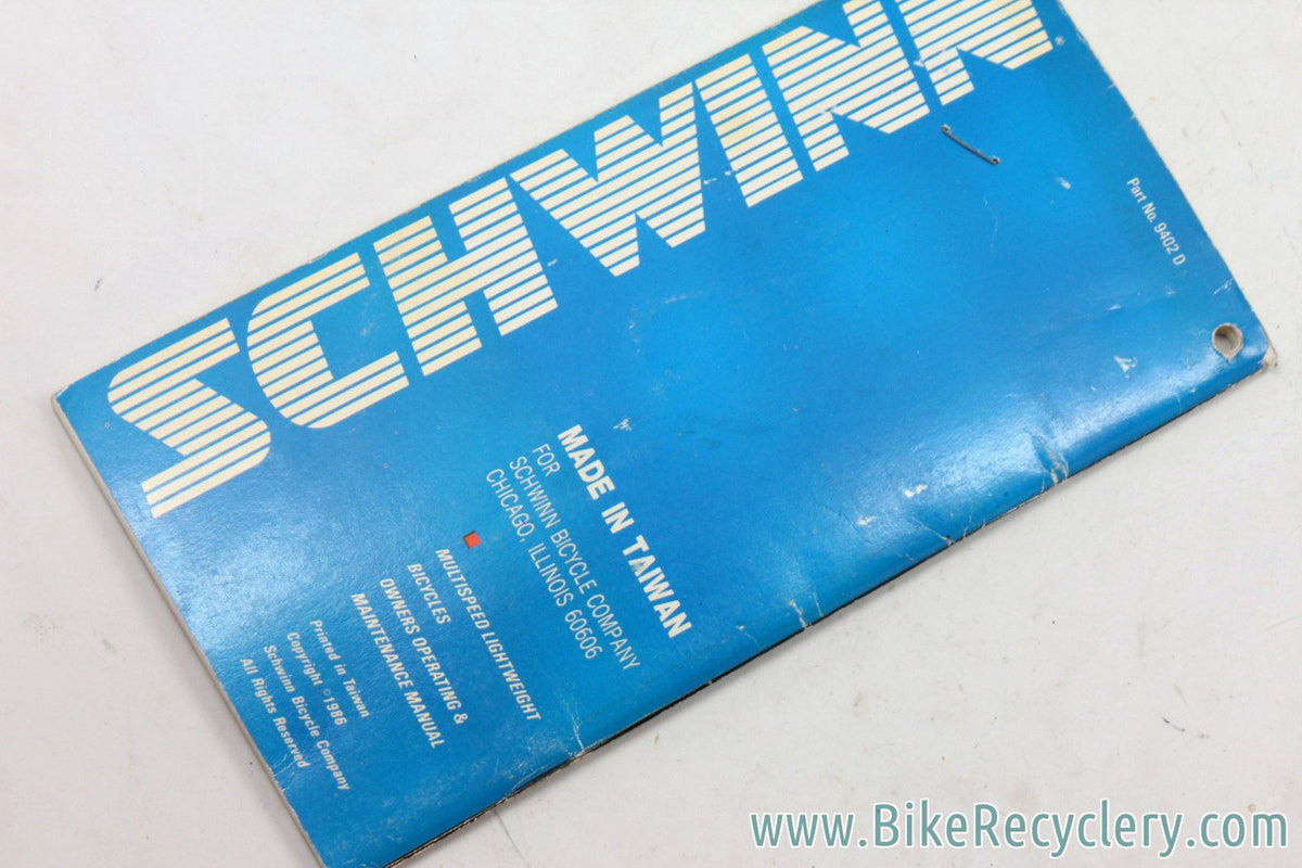 Schwinn Reporter & Owners Manual LOT: 7 Reporters 1997-1999 (Paramount History) 1986 & BMX Manual