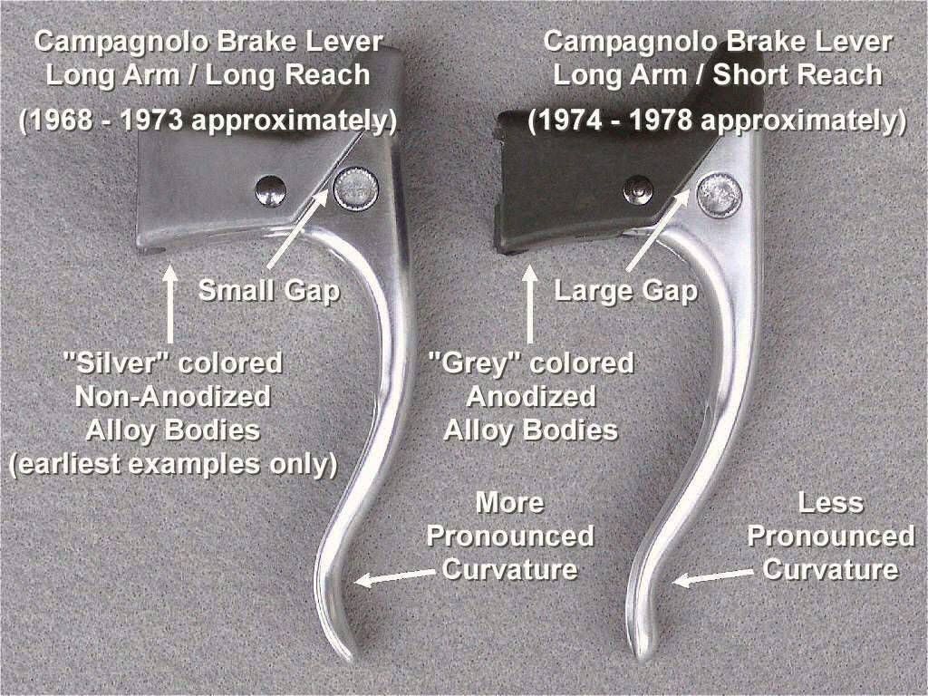 Campagnolo Nuovo Record Brake Levers: #2030 - 2nd Gen 1969-1973 - No Hoods (Near Mint)