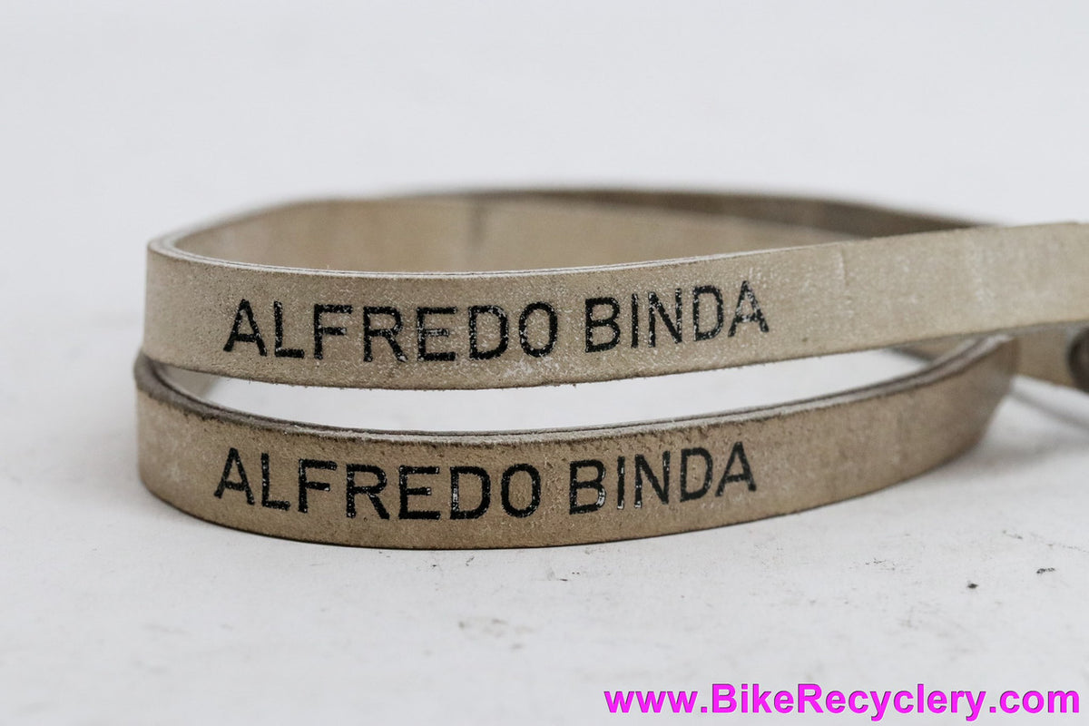 Alfredo Binda Extra Bi-Laminated Toe Straps: Bianchi-Dino - Cream White (NOS?)