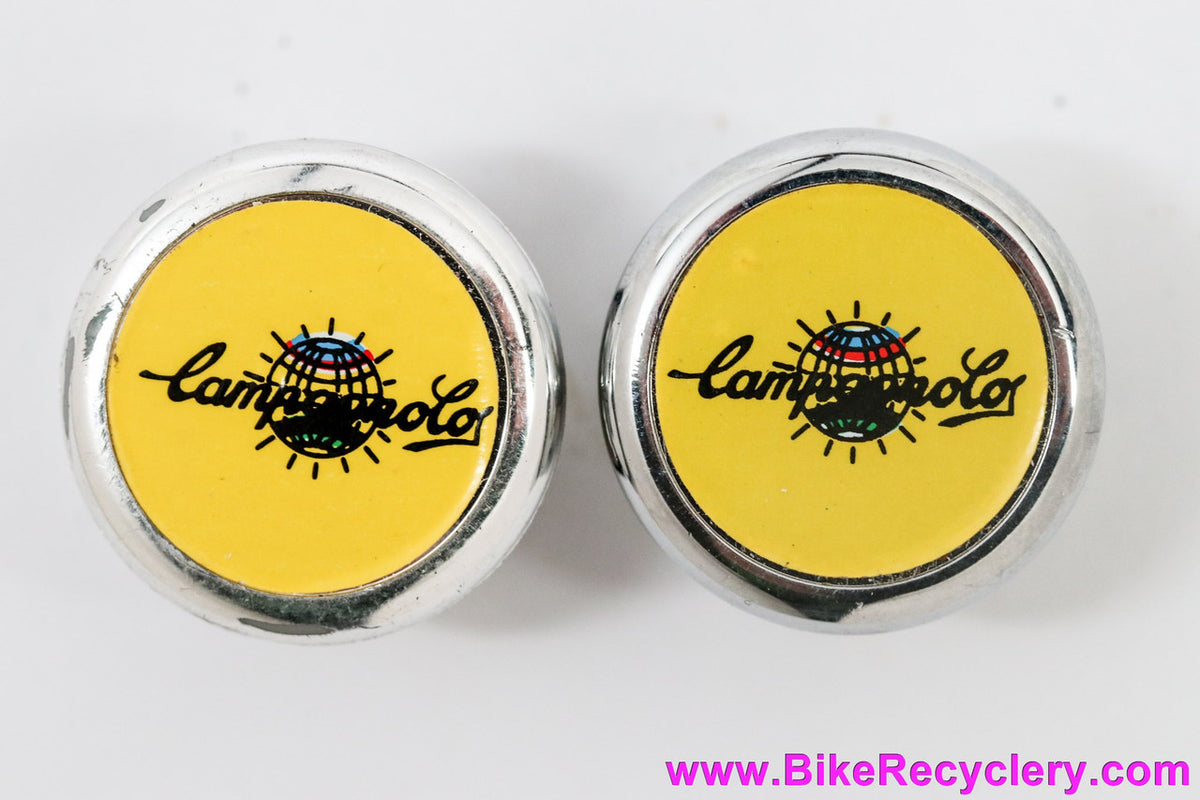Campagnolo Handlebar End Plugs: Yellow - World Logo (Near Mint)