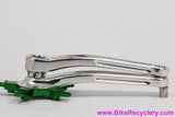 TNT HDS Crank Arms: Polished + Green Ano Spider - 175mm x 110/74mm (BARELY USED Near Mint++)