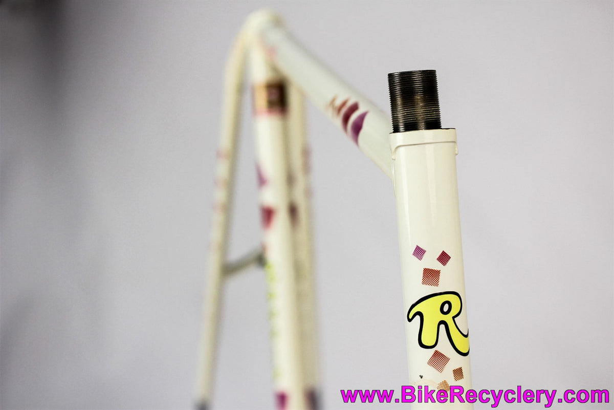Rossin RLX Quadro Lugged Steel Aero Frame & Fork: 63cm x 60cm - Internal Routing - Columbus SPX - Dupont Cream White w/ Pink & Yellow Special Paintjob - Chrome Dipped (LOW Miles)