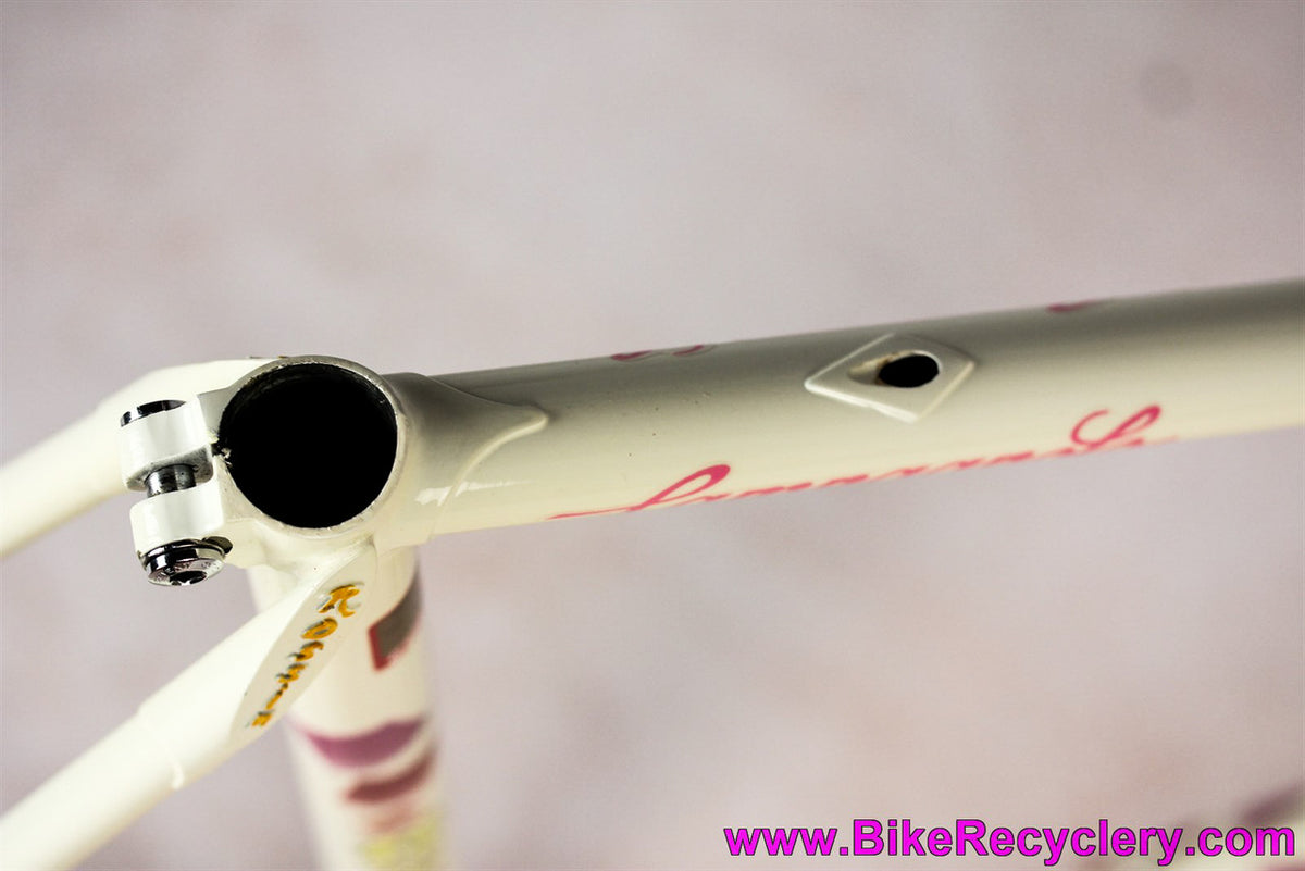 Rossin RLX Quadro Lugged Steel Aero Frame & Fork: 63cm x 60cm - Internal Routing - Columbus SPX - Dupont Cream White w/ Pink & Yellow Special Paintjob - Chrome Dipped (LOW Miles)