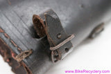 Antique Leather Saddle Tool Bag: Black - Loop / Strap Closure - 1940's 1950's 1960's French or English