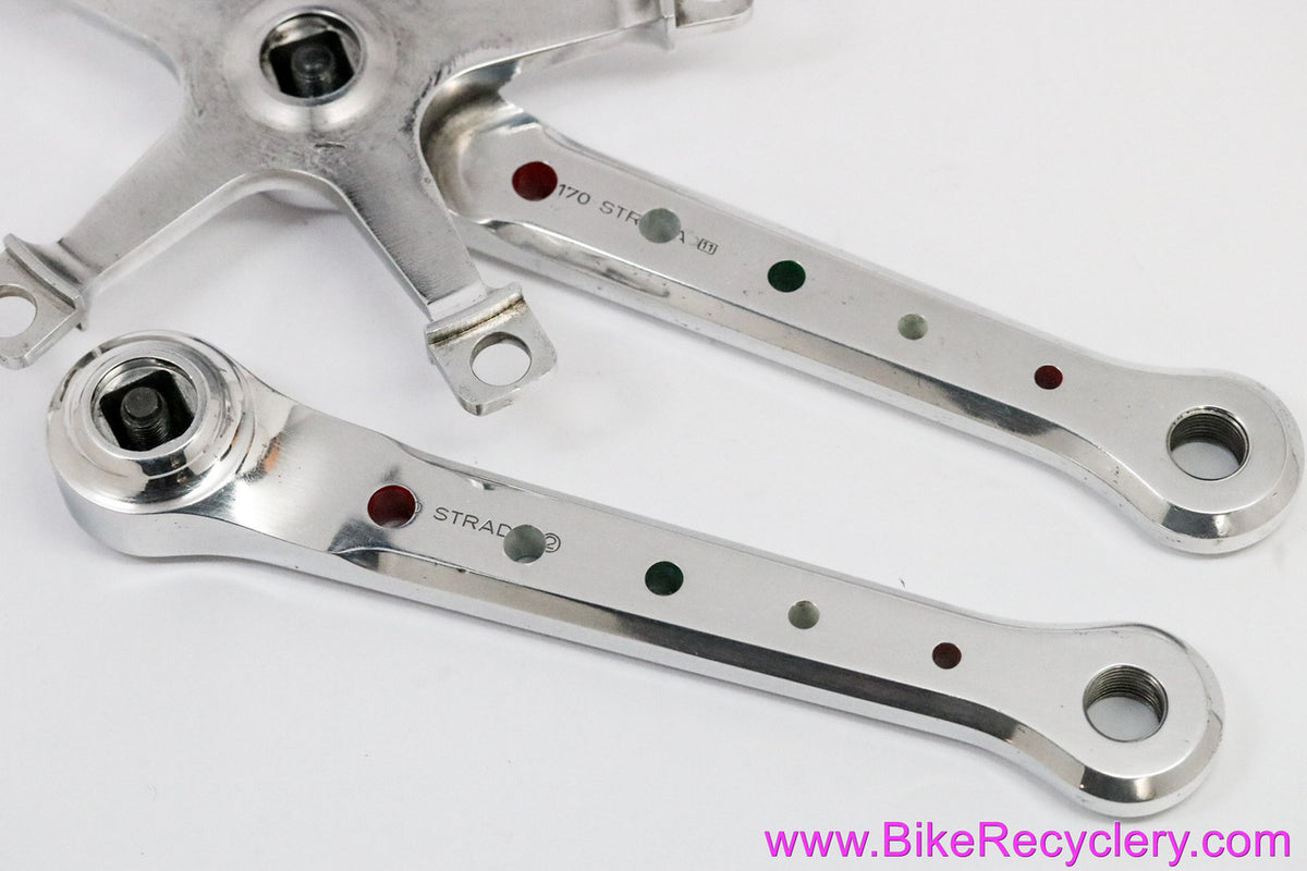 Drillium Campagnolo Nuovo/Super Record Crank Arms: #1049/A: 170mm - Italian Flag Infill - Dust Caps (Barely Used Near Mint++)