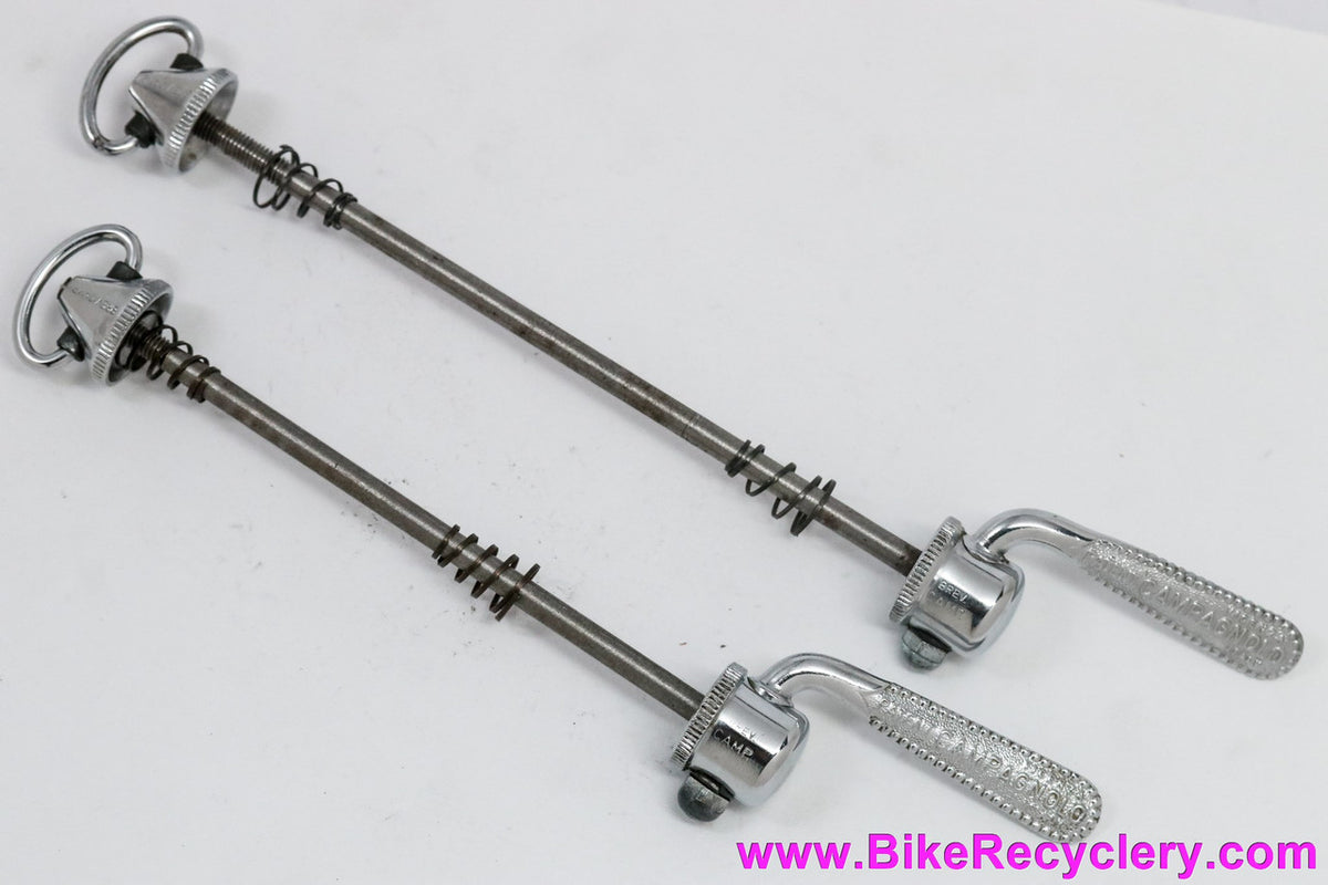 NOS Campagnolo Nuovo Record Quick Release Skewer Set: Flat Blade - Pre CPSC 1960's 1970's (Pair, pristine)