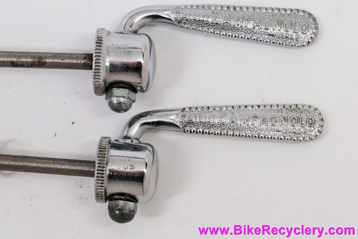NOS Campagnolo Nuovo Record Quick Release Skewer Set: Flat Blade - Pre CPSC 1960's 1970's (Pair, pristine)