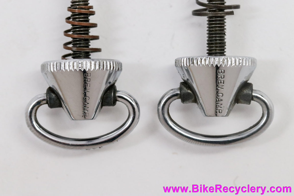 Campagnolo Tipo / Gran Sport Quick Release Skewer Set: Flat Blade - NR/SR D-Ring Nuts - Pre CPSC 1960's 1970's (Near MINT+ LOW Miles)