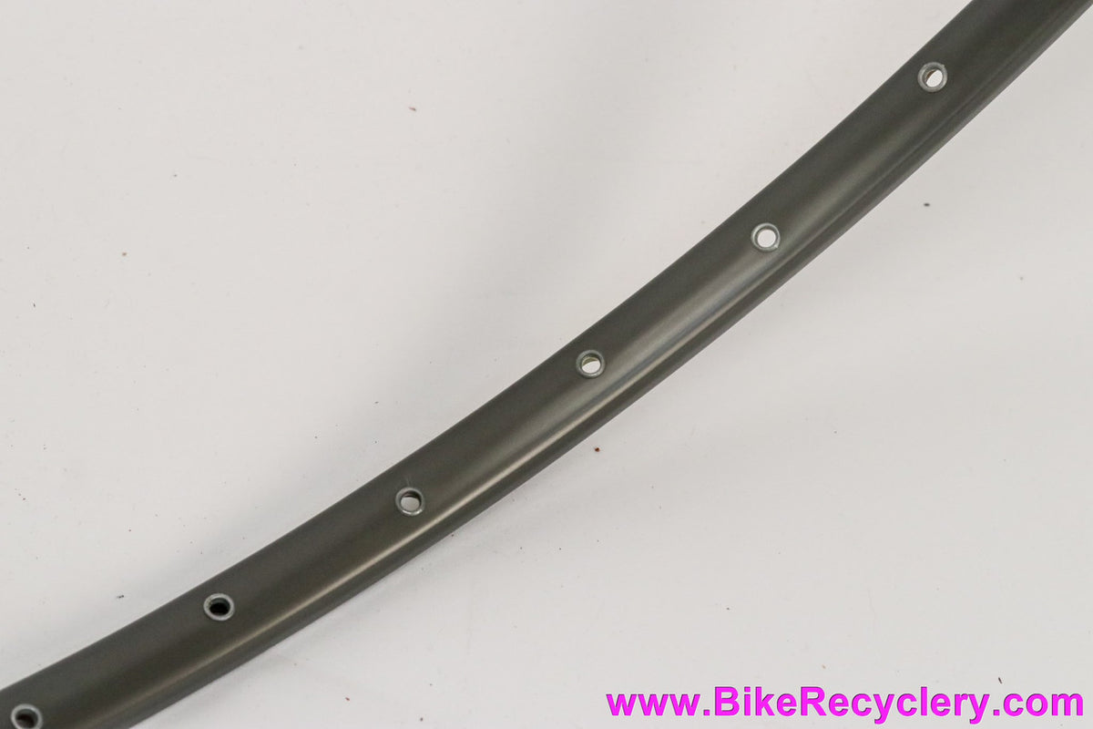 NOS Wolber Super Champion Aspin Tubular Rim: SINGLE - 36H x 28" - Hard Ano Grey - Black Logo - Vintage 1980's 1990's