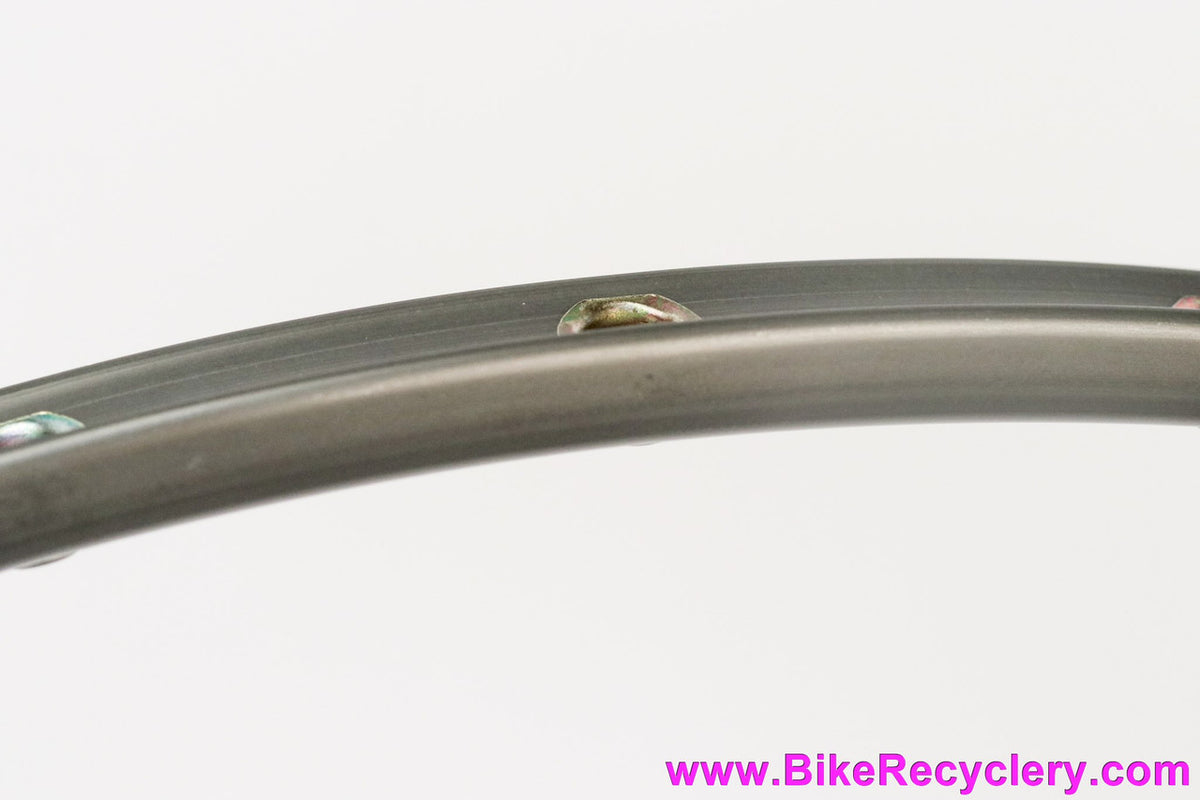 NOS Wolber Super Champion Aspin Tubular Rim: SINGLE - 36H x 28" - Hard Ano Grey - Black Logo - Vintage 1980's 1990's