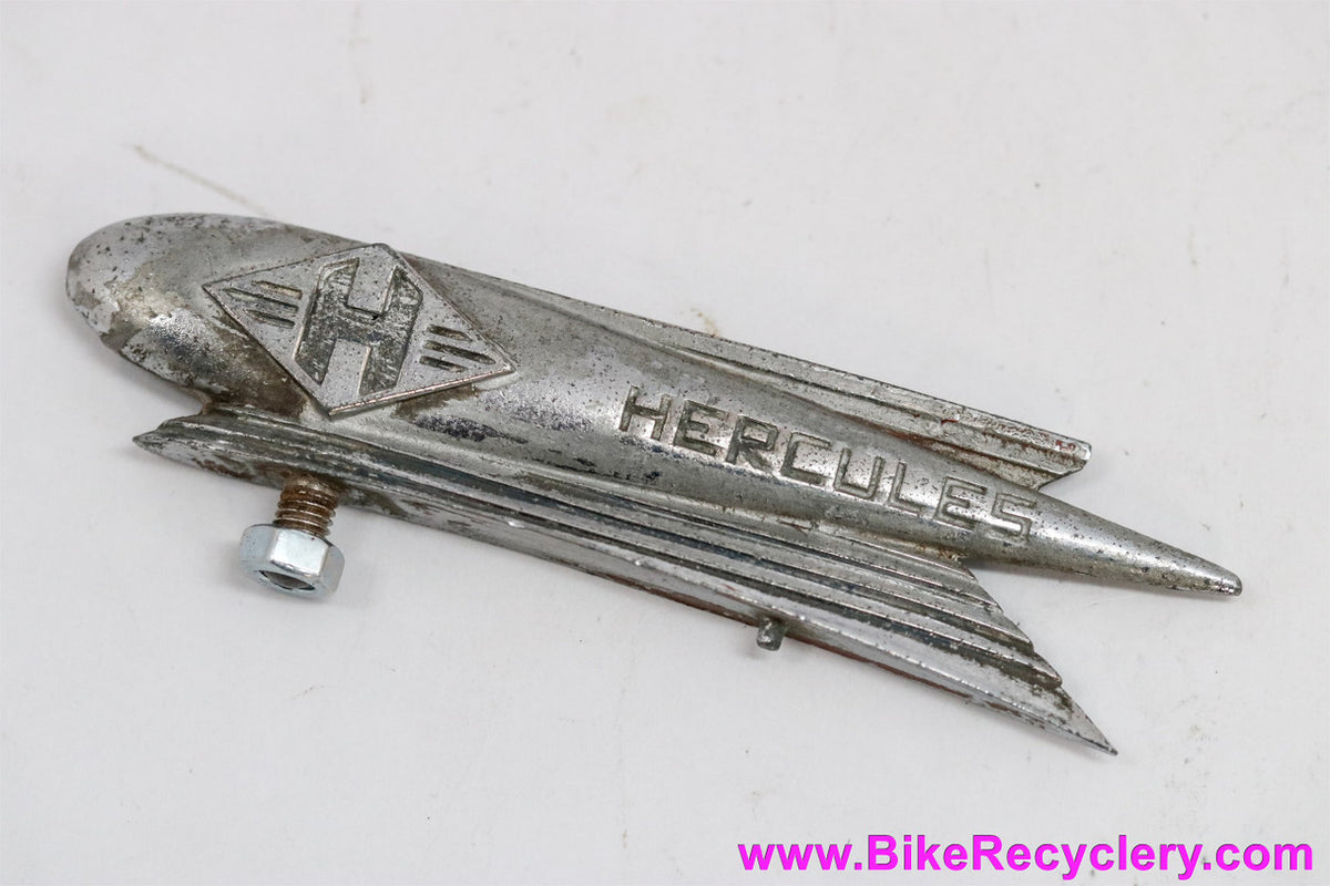 Hercules Bicycle Fender Ornament: Blimp Logo w/ "H" - 1930's 1940's 1950's - Steel - RARE
