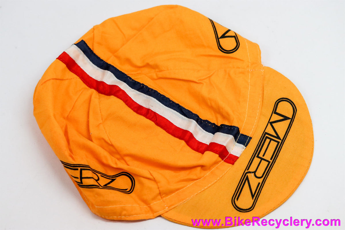 NOS Jim Merz Cycling Cap: Orange + Racing Stripe - Vintage 1980's - RARE Collector's Item