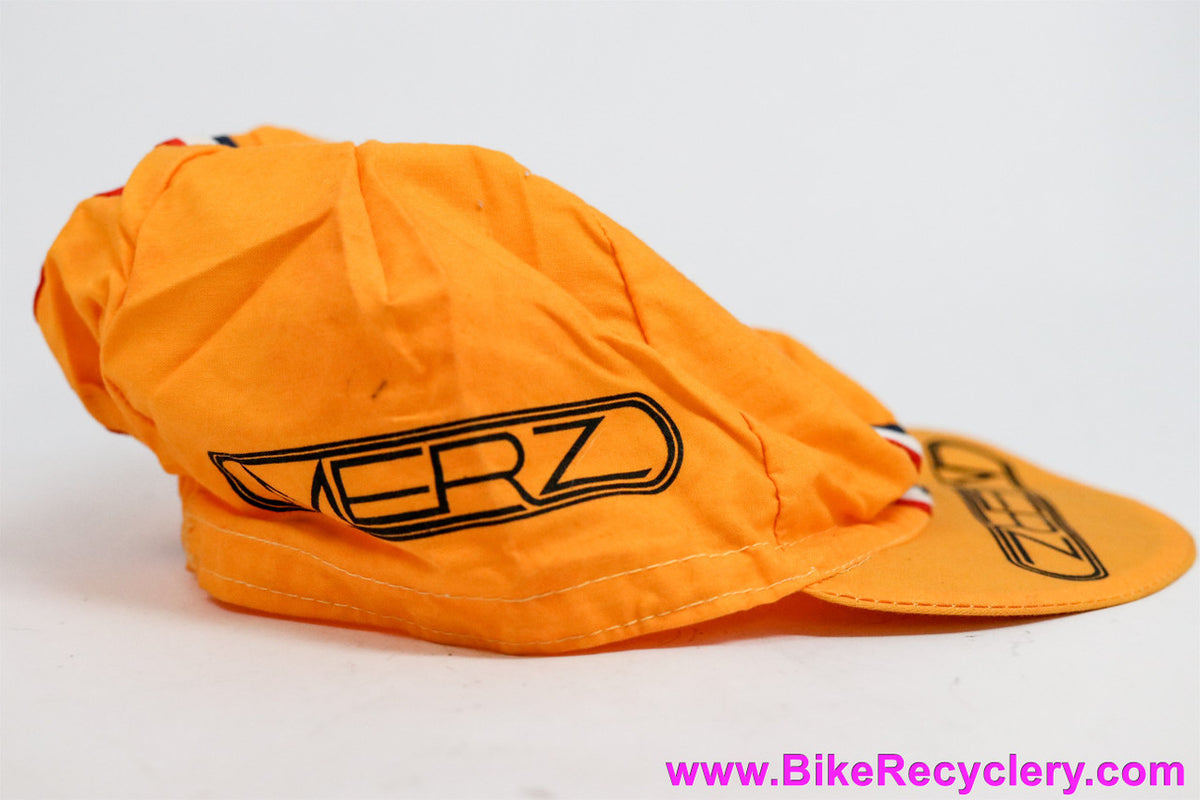 NOS Jim Merz Cycling Cap: Orange + Racing Stripe - Vintage 1980's - RARE Collector's Item